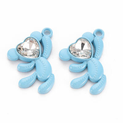 Spray Painted Alloy Rhinestone Pendants