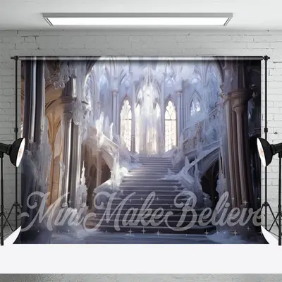 Gorgeous Frozen Castle Stairs Architecture Backdrop - Aperturee