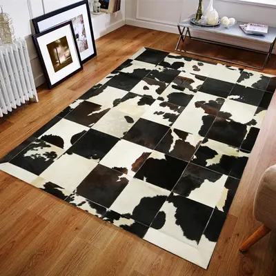 Tricolor Natural Cow Print Rug