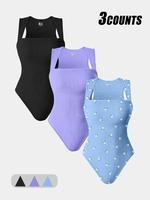 Women's Sports Bodysuit, Casual Sporty Sleeveless Bodycon Bodysuit for Yoga Gym Workout, Ladies Slim Sportswear for Indoor Ou...