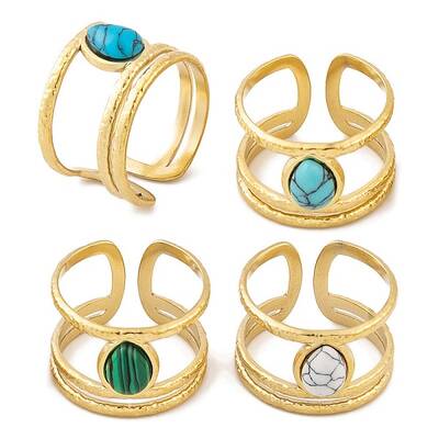 Ion Plating(IP) Teardrop 304 Stainless Steel Open Cuff Rings