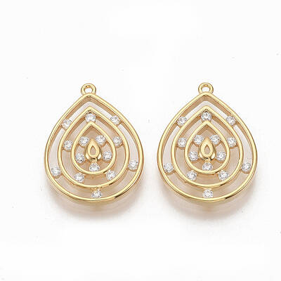 Brass Micro Pave Clear Cubic Zirconia Pendants