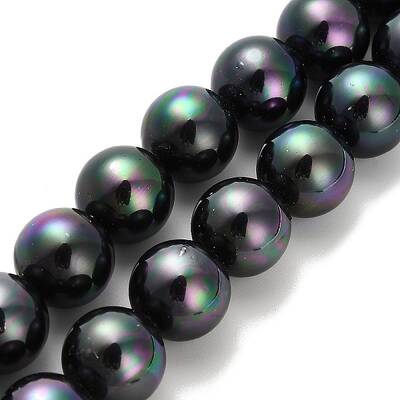 AB Color Plated Shell Pearl Round Beads Strands
