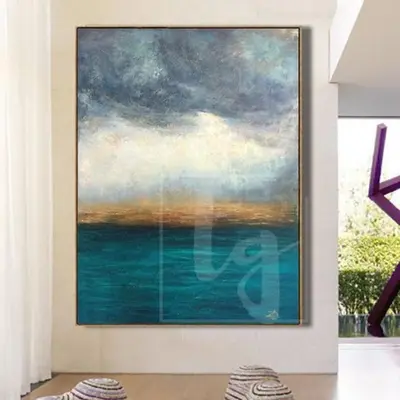 Blue Sea Painting Large Ocean Painting Oversized Blue Painting Abstract Landscape Painting Oil Abstract Painting | BEFORE THE...