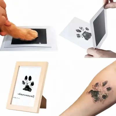 pet Paw Print Kit, 4-Pcs Ink Pads + 2 Photo Frame, Mess-Free Paw Print Stamp Pad for Dogs & Cats, Clean Touch Ink Pad, Dog Pa...