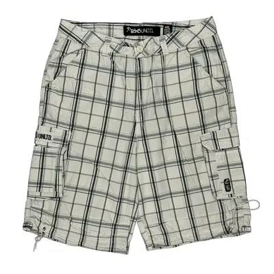 Ecko Unltd Checked Cargo Shorts - 36? Waist White Cotton