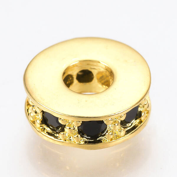 Brass Micro Pave Cubic Zirconia Beads