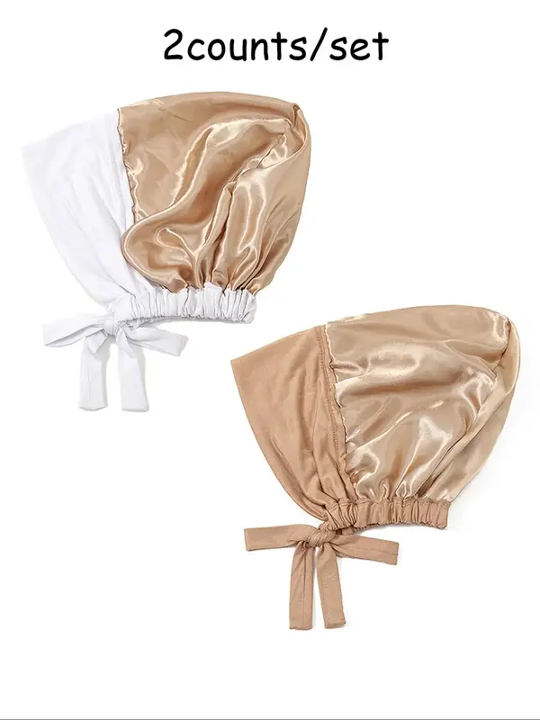 Women's Solid Color Satin Hijab, Fashionable Breathable Hijab with Bowknot Design, Casual Versatile Hijab for Daily Wear