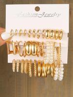 Summer Faux Pearl Decorated Hoop Earrings, 18 Pairs Elegant Fashion Accessories for Women, Fashion Jewelry for Party, Daily C...