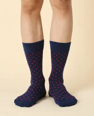 Men's Polka Dot Navy Crew Sock
