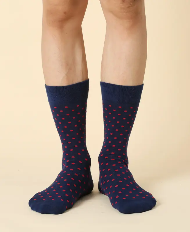 Men's Polka Dot Navy Crew Sock