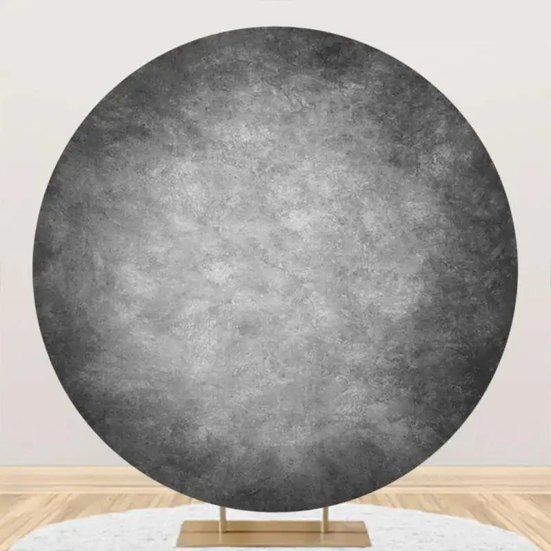 Round White Gray Abstract Texture Birthday Backdrop - Aperturee