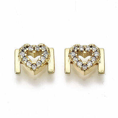 Brass Micro Pave Clear Cubic Zirconia Cabochons