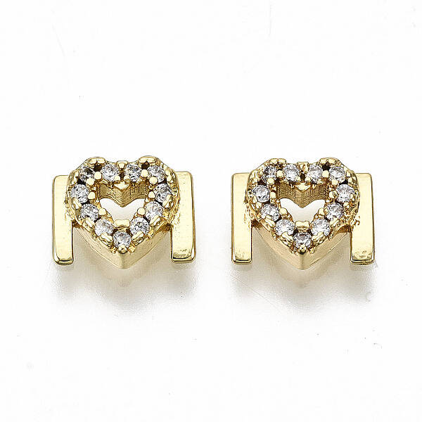 Brass Micro Pave Clear Cubic Zirconia Cabochons