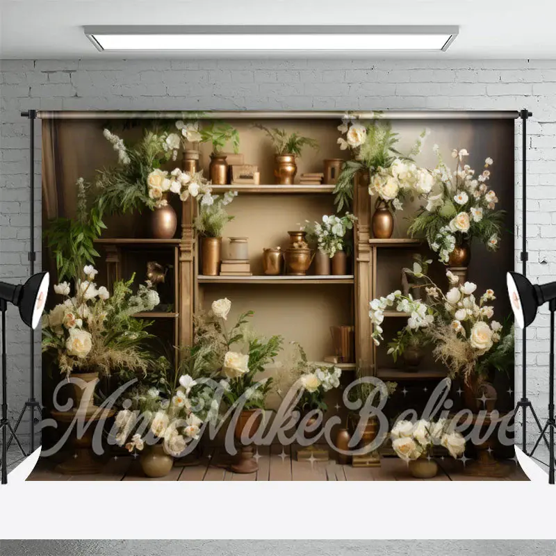 Golden Vase Cabinet Rack Flowers Spring Backdrop - Aperturee