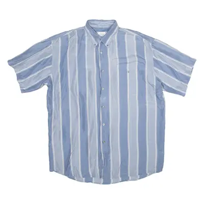 Mens Shirt Blue Silk Striped L