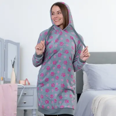 Super Cozy™ Paw & Heart Hooded Nightgown - 1X