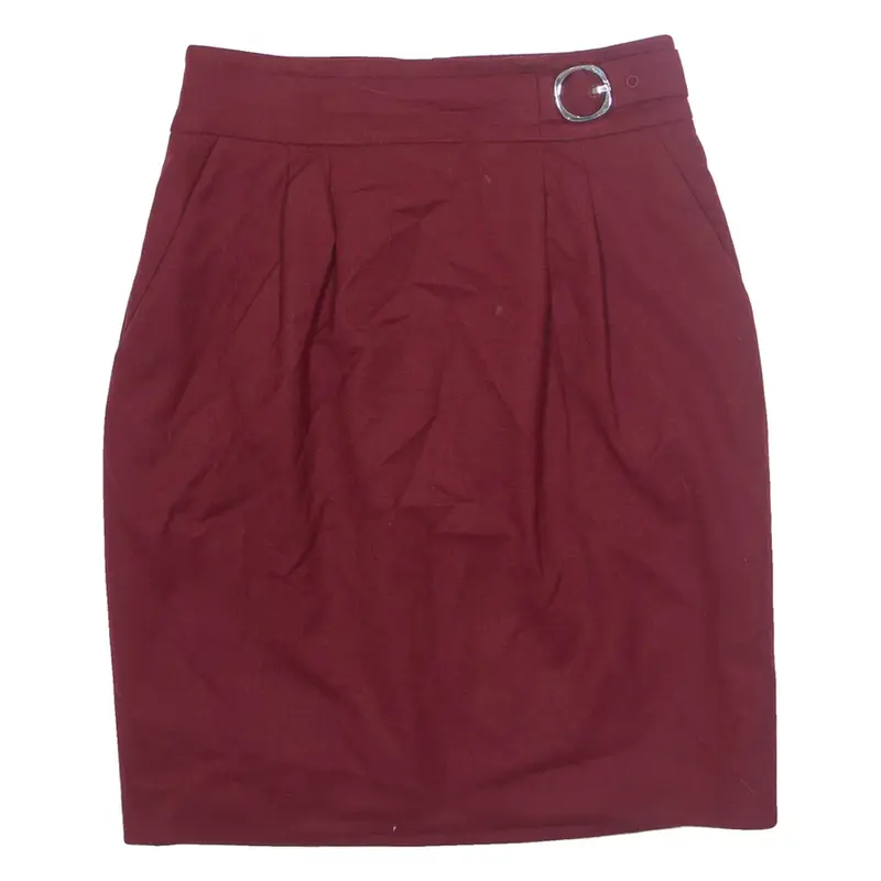 BOSS HUGO BOSS Raphele Womens Straight Skirt Red Knee Length Wool UK 6
