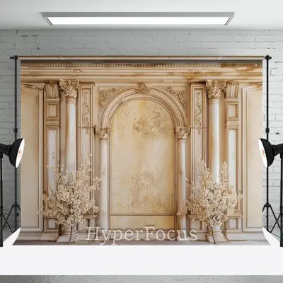 Vintage Beige Royal Wall Floral Photography Backdrop - Aperturee