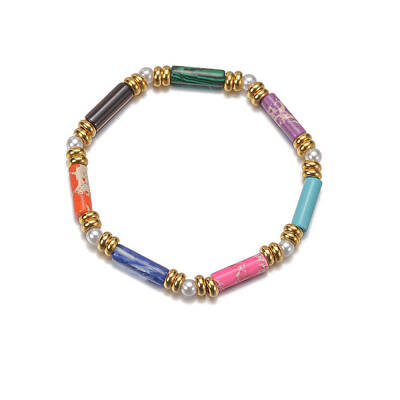 Bohemian Style Colorful Mixed Stone Beaded Stretch Bracelets for Women