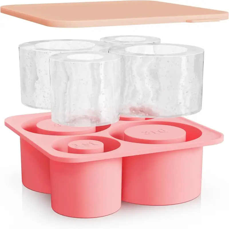 Silicone Ice Cube Mold, Modern Ice Cube Tray for Tumbler, Cylinder Ice Cube Mold, Home Kitchen Ice Tray with Lid for Freezer