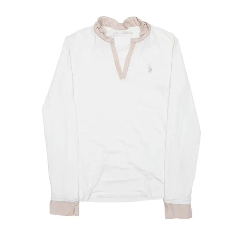 US POLO ASSOCIATION Polo Shirt White Long Sleeve Womens L