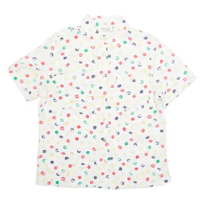 DELMOD Womens Printed Shirt White Collared Spotted M