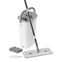 VEVOR Mop and Bucket with Wringer Set, Wet & Dry Use, Flat Mop and Bucket System with 3 Washable Microfiber Pads, Flat Mop wi...