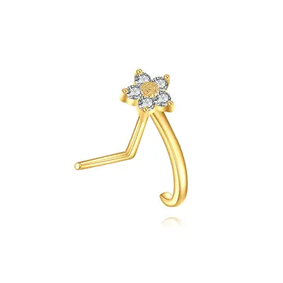 14K Gold Moissanite Daisy Nose Ring