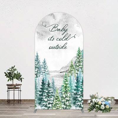 Aperturee Winter Forest Baby Its Cold Outside Arch Backdrop, 1.6X4FT(0.5X1.2M), 38.18 USD, arch backdrop kit, GZH0D543-A