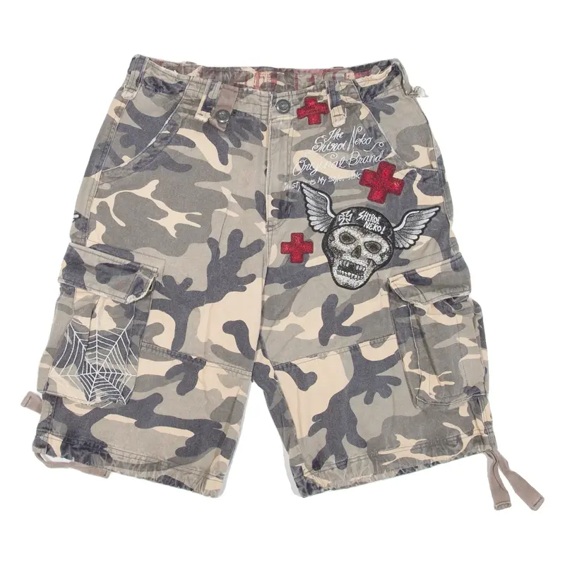 Mens Cargo Shorts Green Camouflage M W32