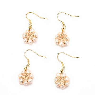 Brass Flower-shaped Dangle Earrings