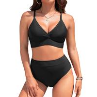 Daci Women High Waisted Bikini Sets - V Neck Two Piece Swimsuit with Adjustable Spaghetti Straps Surplice Bathing Suit Swimwe...