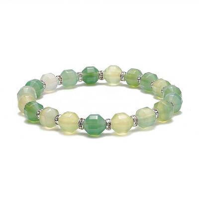 Dyed Natural Agate Beaded Stretch Bracelet