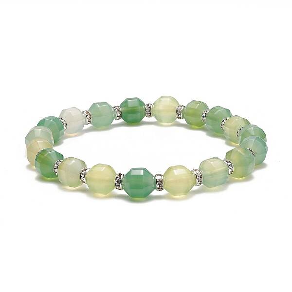 Dyed Natural Agate Beaded Stretch Bracelet