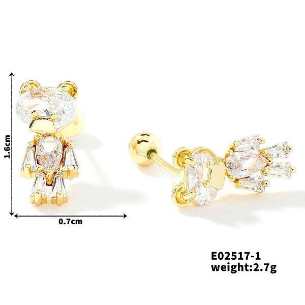 Delicate Cartoon Daily Commute Brass Pave Clear Cubic Zirconia Cartilage Earrings