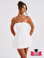 Women's Plain Backless Tube Dress, Solid Zipper Back Strapless A Line Short Dress for Party Club Dating Wear, Ladies Spring &...