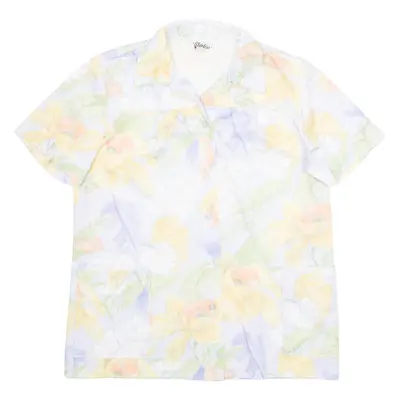 SHIRLEY Womens Printed Blouse Purple Collared Floral M