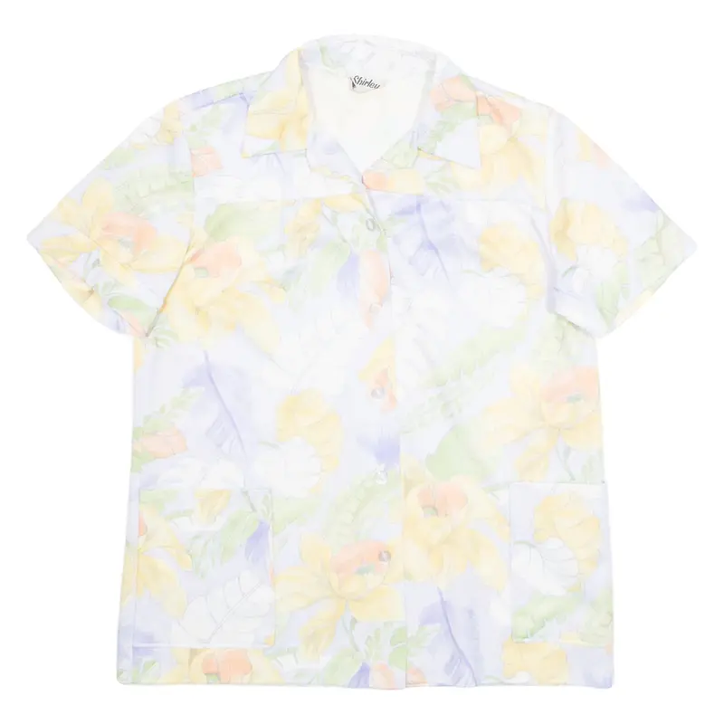SHIRLEY Womens Printed Blouse Purple Collared Floral M