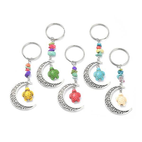 Dyed Synthetic Turquoise Turtle Keychain