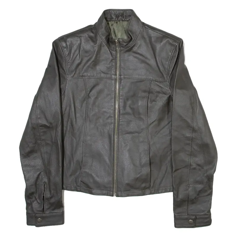 Womens Biker Jacket Black Leather XS