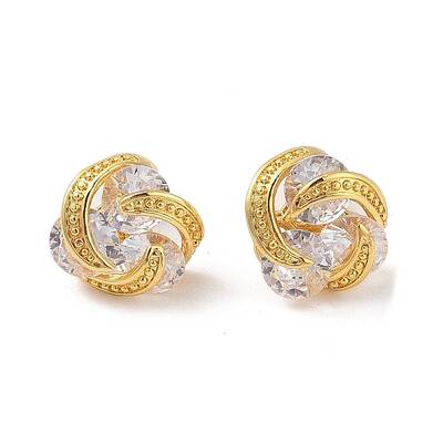 Rack Plating Brass Micro Pave Cubic Zirconia Stud Earrings