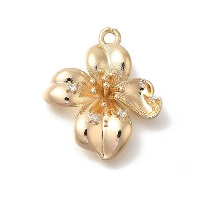 Flower Rack Plating Brass Micro Pave Cubic Zirconia Pandants