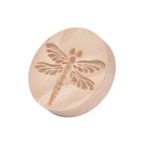CHGCRAFT Dragonfly Pattern Wooden Clay Stamp for DIY Creation Clay Tool Clay Pottery Tool