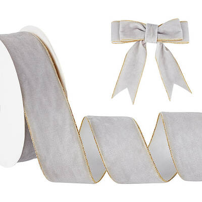 9M Single Face Velvet Ribbon with Gold Edge