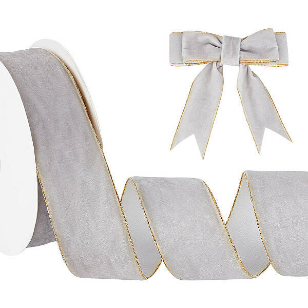 9M Single Face Velvet Ribbon with Gold Edge