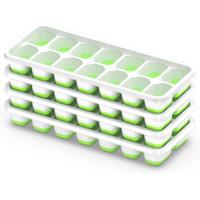 Ice Cube Tray with Lid, 4 Packs 56 Cubes Durable Stackable Trays for Freezer with Removable Lids, Easy-Release Plastic & Sili...