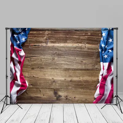 The US Flag Brown Wood Independence Day Backdrop - Aperturee