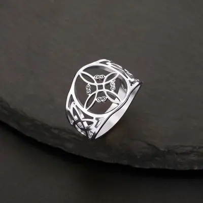 Witch knot ring silver stainless steel pattern ring index finger ring - optional size - daily matching women's style
