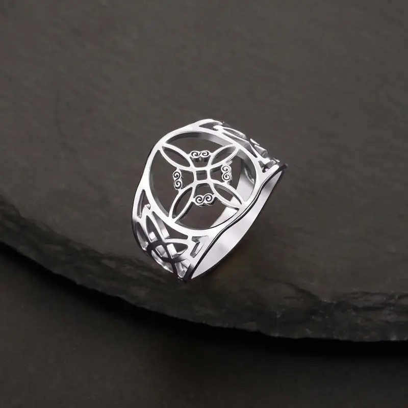 Witch knot ring silver stainless steel pattern ring index finger ring - optional size - daily matching women's style